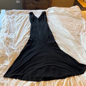 Halston Heritage Black Beaded V-Neck Maxi Dress